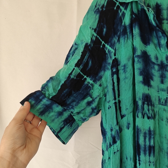 Natural Life Rebecca Midi Dress Turquoise Navy Tie Dye Size XL Women's - Picture 5 of 12
